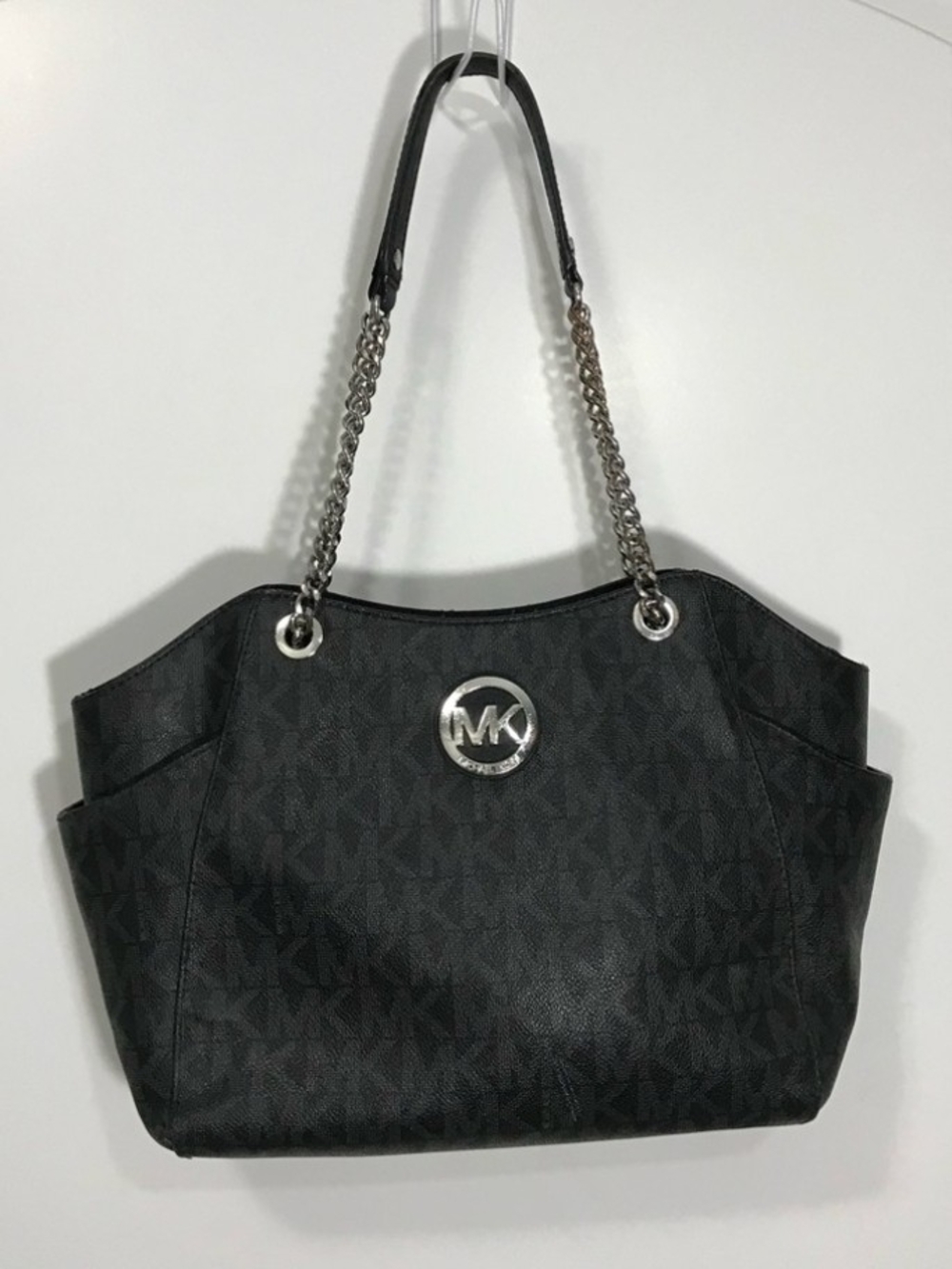 Michael Kors Black Logo Tote Bag with Chain Handles
